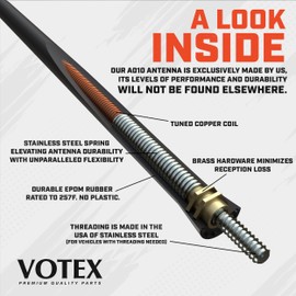 AntennaMastsRus - Short Rubber Antenna fits Ford F-250 Super Duty (1999-2016) - USA Stainless Steel Threading - The Original 6 3/4 Inch Accessories - Car Wash Proof - Internal Copper Coil