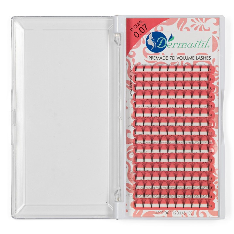 Dermastil 7D Premade Handmade Volume Eyelashes, D Curl, Thickness 0.07