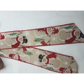 Dogwood Farm Market Large 10" Hand Made Bow - Wired Christmas Winter Natural Snowman Holiday Snowmen