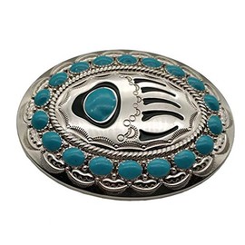 Xwest Native American Turquoise Bear Paw Belt Buckle