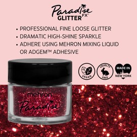 Mehron Makeup Paradise AQ Glitter Face and Body Paint, RED - .25 oz