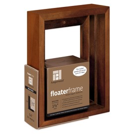 Ampersand Art Supply Floaterframe Readymade Frame for Flat and 1 1/2" Deep Wood Panel and Canvas Artwork, Paintings, Prints, and More, 5"x7", Walnut Bold
