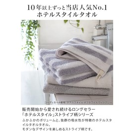 Hiorie Bath Towels, Hotel Style Towels, Set of 2, Thick Stripe, Lavender, Instant Absorption, Made in Japan