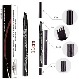 New Feeling Natural Eyebrow 4 Claw Eyebrow Pen, Fine Smooth Brush Head, Clear and Vivid Fork Shape Brush, Liquid Blow, Easy to Carry and Wipe Off, 4 Heads, 4 Tip Precision Eyebrow Pencil, 4 Tip