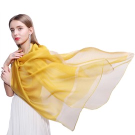 JL Elegant Scarf, Large, UV Blocking Scarf, Thin, Protects Against Air Conditioning, Prevents Sunburn, For the Beach, For Traveling, For Commuting, For a Formal Coat, Great Gift - yelow
