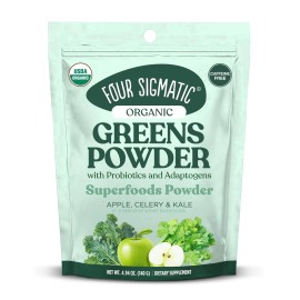 Four Sigmatic Organic Gut Health Super Greens Powder with Probiotics and Chaga 4.94 oz