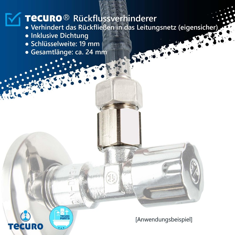 tecuro Backflow Preventer 3/8 Inch Male x 3/8 Inch Female