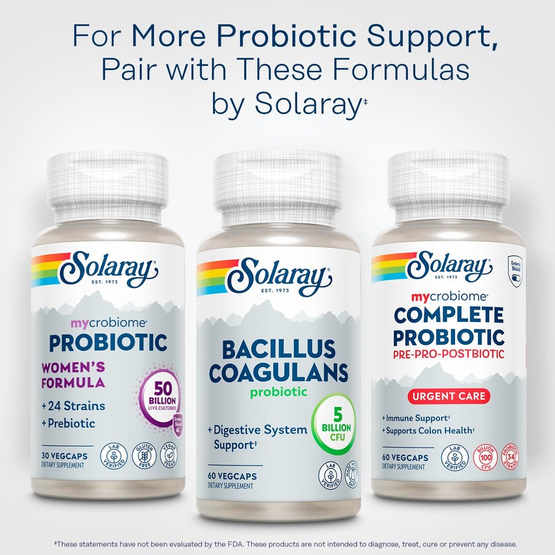 SOLARAY Bacillus Coagulans Probiotic - 5 Billion Live Microorganisms -
