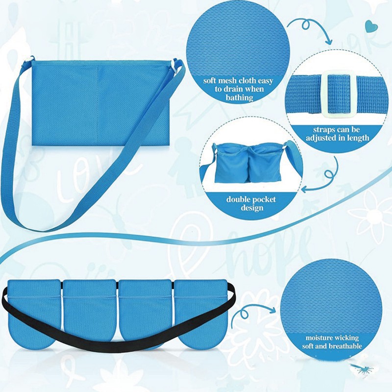 Blue Breast Surgery Drainage Bag Breathable Mastectomy Drain Holder with