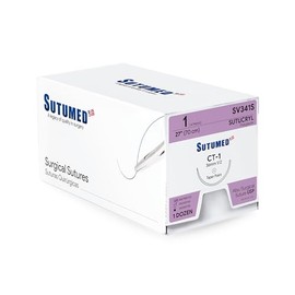 Sutumed SUTUCRYL Absorbable Polyglactin Surgical Suture USP Size 1, 1/2 36mm Taper Point Needle, 28 Inches (70 cm), 12 Count