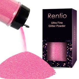 Renfio Iridescent Ultra Fine Glitter Powder Resin Supplies Glitters 1.94 Oz (55g) PET Flake Crafts Sequins 1/128" 0.008" 0.2mm Epoxy Chips Flakes for Tumblers Slime Painting - Magic Rose Pink