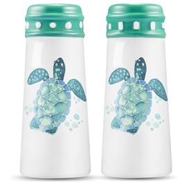 Turtle Salt and Pepper Shakers - Coastal Ocean Nautical Decor, Teal Kitchen Accessories and Decor Turquoise Kitchen, Hawaiian Beach Salt Pepper Shakers Set Large, Cute Sea Turtle Labor Day Gifts