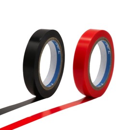 KKLM Grip Tape End Tape, Set of 2 (Black + Red), Length 32.8 ft (10 m) x Width 0.4 inches (1 cm), Elastic PVC Material, Easy to Wrap and Won't Fall Off, For Finishing Tennis, Badminton, Racquet