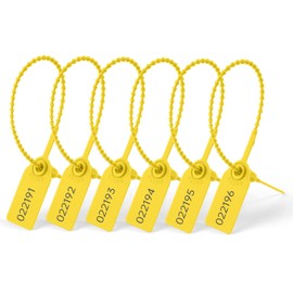 Flintronic 120PCS Anti-Tamper Security Tags, Plastic Security Seals with Numbered, Self Locking Security TAG Ties Tamper Seals, for Secure Fire Extinguishers, Luggage, Clothes, Shelf Tags (Yellow)