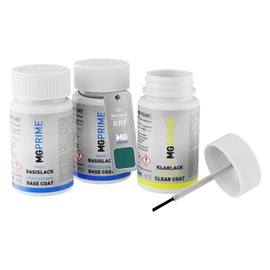 MG PRIME Autolack Lackstift Set für Renault RRF Bleu Zanzibar Pearl/Sansibar-Blau Metallic Grundlack Basislack Klarlack je 50ml