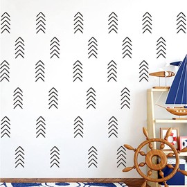 ANFRJJI Geometric Arrow Wall Decals - Set of 48 Vinyl Arrows Wall Stickers for Home Office Bedroom Nursery Living Room - Modern Sticker Patterns for Urban Lifestyle Minimalist Playroom Apartment Decor