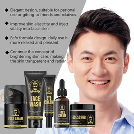 Mens Skin Care Kit, Mens Facial Care Kit for Hydrating, Misturizing Skincare Set with Face Wash, Scrub, Cream, Serum, Eye Cream, Valentines Day Gifts for Him Dad Boyfriend Husband's Skincare Gift Set