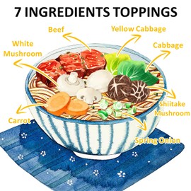 Yimi Dried Beef Flavor Ramen Toppings, 7 Different Toppings - Dehydrated Vegetables | Freeze Dried Shiitake Mushrooms | Cabbage | Spring Onion, Ramen Toppers Add Flavor To Instant Noodles, Ideal for Gift