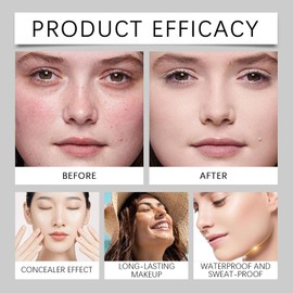 30ML Colour Changing Foundation,Colour Changing Mature Skin Foundation,Long Lasting Waterproof Moisturising F-oundation,Concealer Spf 15,Covers Naturally Lotion Makeup Base with Powder Puff