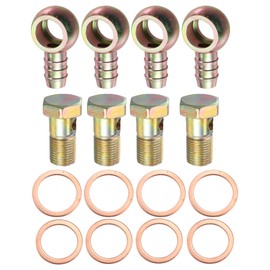 X AUTOHAUX 4 Set 20mm Banjo Hose Barb Bolt Fittings Banjo Bolt Washer Bronze Tone with 18 mm 20mm Spacers for Car