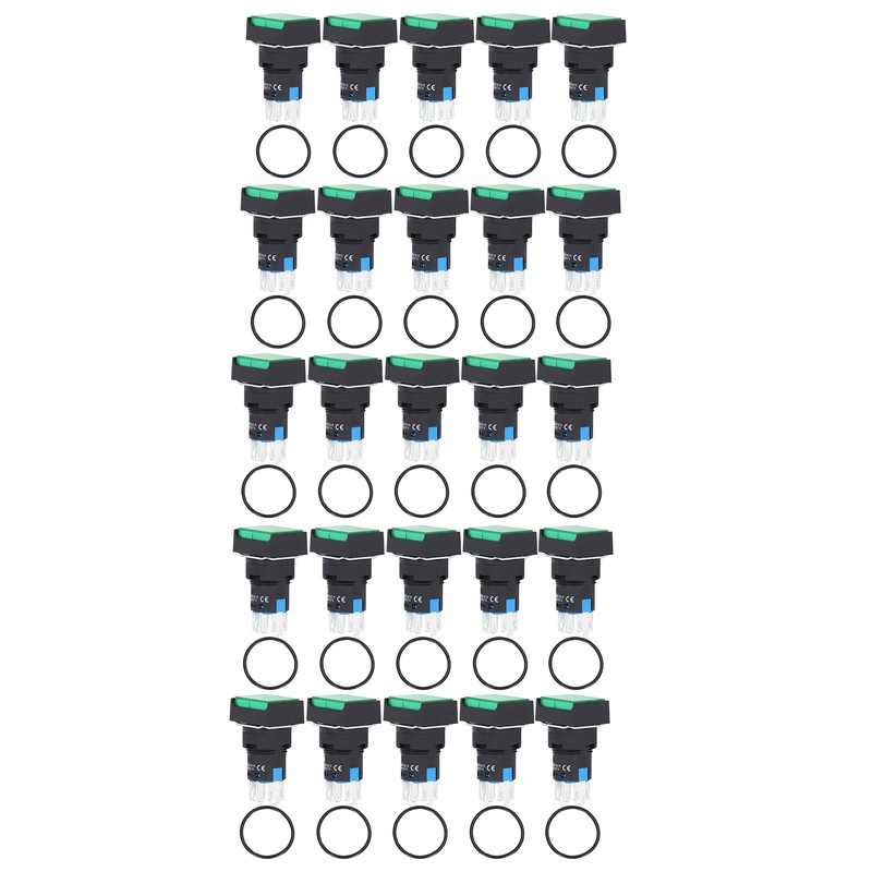 25Pcs Squares Push Button Switch ABS Brass Self Locking with