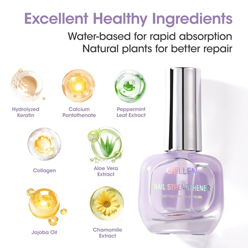 Gellen Nail Strengthener Protein Air Dry Clear Finish Nail Growth