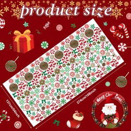 Buryeah 3 Pcs Christmas Plastic Tablecloths Xmas Rectangle Table Cover Lollipops Candy Canes Waterproof Table Cloth for Christmas Holiday Winter Kitchen Dinner Home Party Decor, 54 x 108 Inches