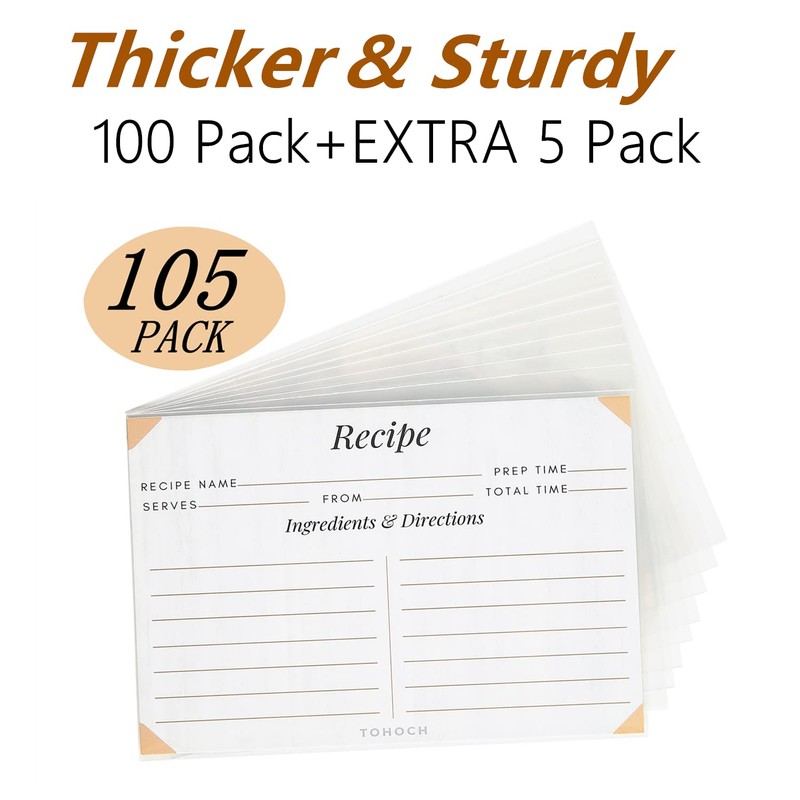 4x6 Recipe Card Protectors, 105 PACK Thick Recipe Card Covers
