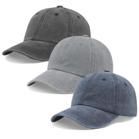 3 Pack Unisex Baseball Caps for Men Women, Adjustable Washed Plain Sun Protection Hat for Golf Running and Work