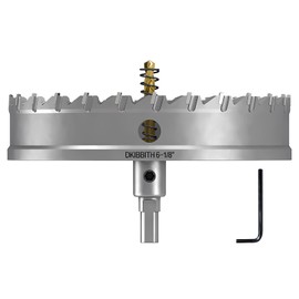 DKIBBITH TCT Hole Saw Set, 6-1/8"(156mm) Heavy Duty Tungsten Carbide Tipped Hole Cutters for Stainless Steel, Copper, Iron, Brass, Plastic with Titanium-Plated Pilot Drill Bits