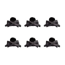 Hair Clips, Mini, Small, Set of 6, Hair Claw Ribbon, Hair Clip, Anti-Slip, Strong Springs, Ear Side Up, Simple, Stylish, Cute, Women, Adult (Black)