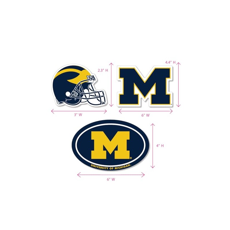 SDS Design Associates, Inc. Michigan Wolverines Large Auto Magnets, 3