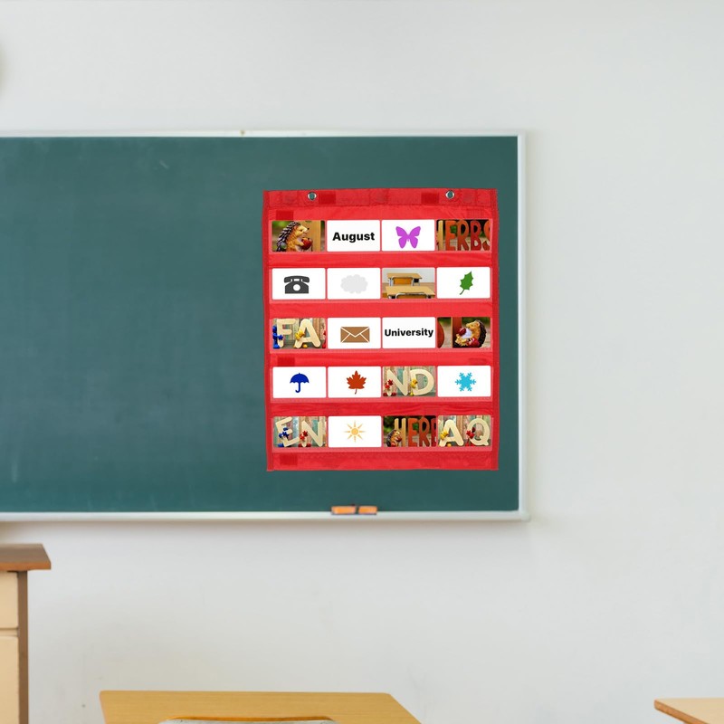 PATIKIL Magnetic Pocket Chart, Small Pocket Chart Mini Double Sided