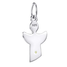 Materia Children's Angel Pendant with Birthstones - 925 Sterling Silver with Chain 36-40 cm Gift Birth Christening in Case, Sterling Silver, Cubic Zirconia