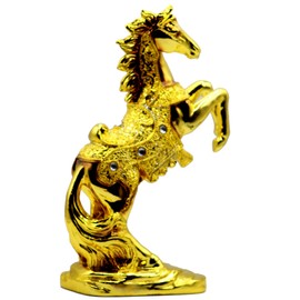 Dalax- 10.5 Inch Stallion Loving/ Playing Brass Color Horse Standing Statue , Rearing Horse Art Figurine Decorative Sculpture Home Decor Accent Piece Horses Figurines Statues