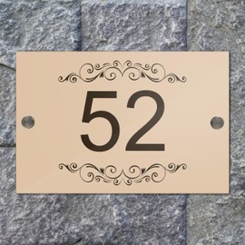 Badgemaster Modern Desert Beige House Number Sign Plaque Stainless Steel Standoffs 20cm x 13cm Ornaments