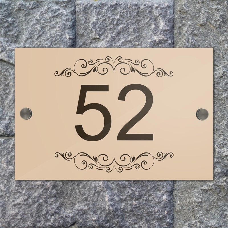 Badgemaster Modern Desert Beige House Number Sign Plaque Stainless Steel
