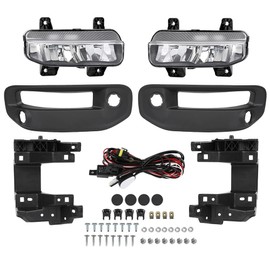 DOTCOM Front Bumper LED Fog Lights Lamps & Bracket & Fog Lights Cover Kit Compatible with Dodge Ram 1500 2019-2021 68273291AB, 68273292AB, 68312234AB, 82215273AB, CH2592158, CH2593158