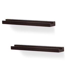 NIUBEST Vinyl Record Wall Mount, 2 Pack - Record Shelves Holder for Record Display Record CD Book Artwork Vintage Home Storage (Walnut)