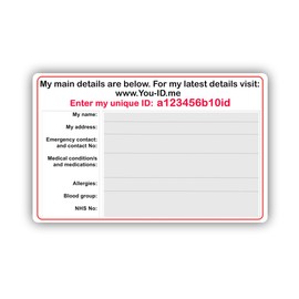 Medical Alert Bracelet ID Card Set (Addison's Disease)