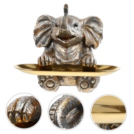 Ciieeo 1 Set Resin Elephant Crafts Elephant Model Bird Feeder Tray for Home Office and Parties Realistic Design Odorless