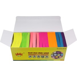 4A Sticky Notes,3 x 3 Inches,Neon Assorted,Self-Stick Notes,100 Sheets/Pad,18 Pads/Box,4 Boxes,7200 Sheets Total,4A 303x18-N