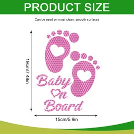 HQRNYP Baby on Board Car Sticker, Baby on Board Signs for Car, High Intensity Reflective Waterproof Vinyl Safety Auto Signs, Auto Decoration Accessories for Rear, Side Window (Pink)