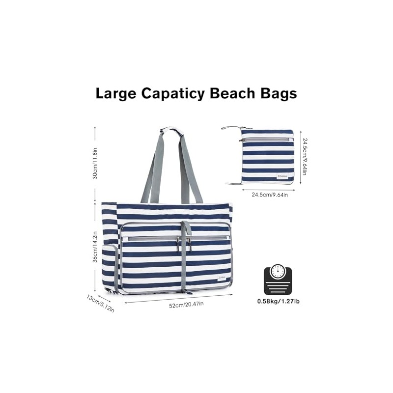 G4Free Extra Large Beach Tote Bags Foldable Beach Bag with