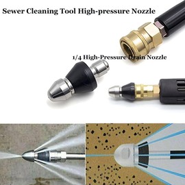 Sewer Cleaning Tool High-pressure Nozzle,Pressure Washer Sewer Jetter Nozzle,1/4'' 6 Jet Quickly Connector for Pipe Dredging Cleaning Hose (1Pcs)