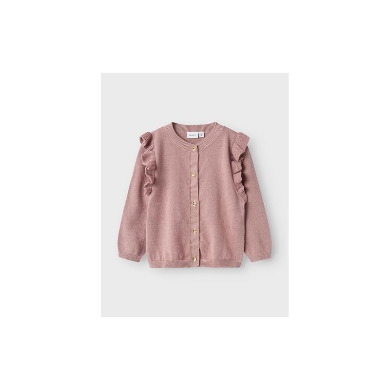 NAME IT Girls' Nmfabinne LS Knit Card Noos Cardigan, mauve
