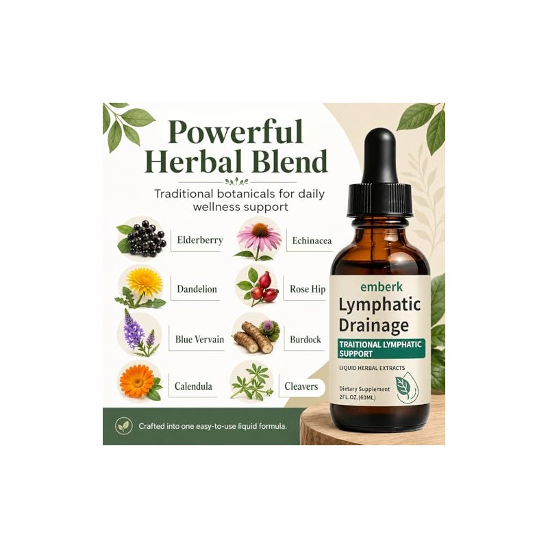 Lymphatic Drainage Drops, 2000mg Herbal Blend with Elderberry & Echinacea
