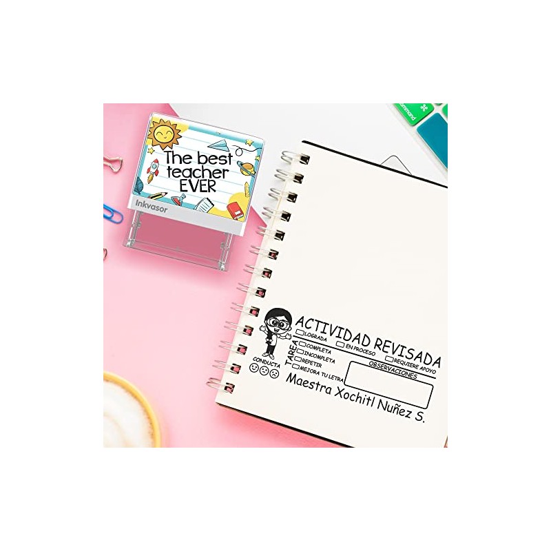 Sello para Maestras 2.3x5.9cm. Personaliza a tu gusto, elije formato