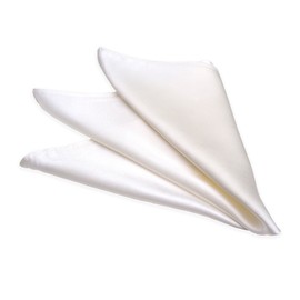 GEMINI Men's Silk Pocket Square for Weddings, Plain, Parties, Silk, Shiny, white