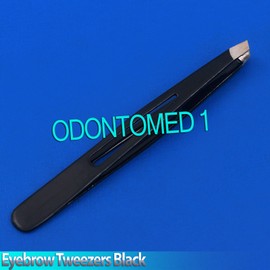 ODM New 3.5" Eyebrow Tweezers SLANTED Precision Tip - BLACK w/ HOLLOW Design